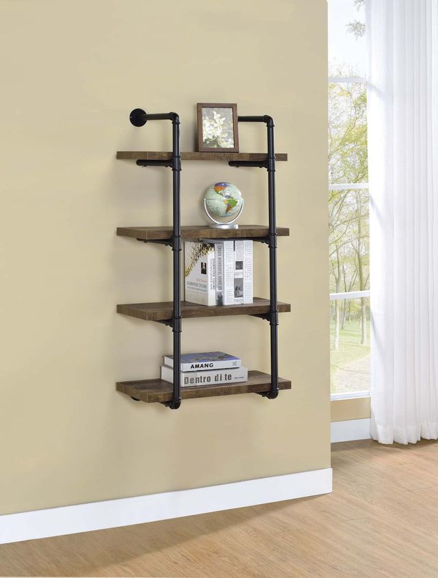 Coaster® Black And Rustic Oak Driftwood 24-Inch Wall Shelf 17