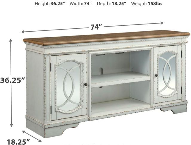Realyn Chipped White Extra Large TV Stand with Fireplace Option 3