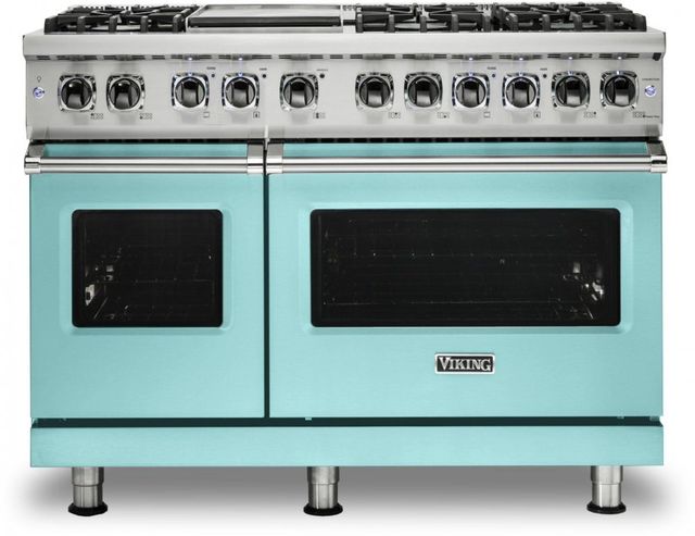 Viking® 5 Series 48" Bywater Blue Pro Style Dual Fuel Natural Gas Range with 12" Griddle