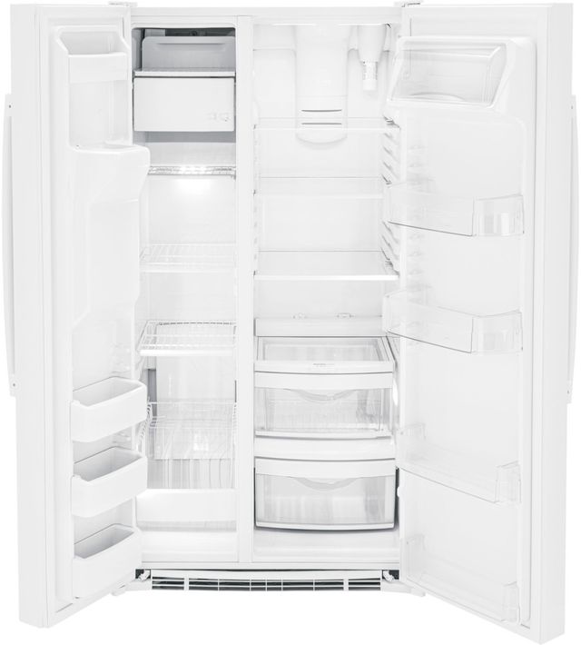 GE® 25.3 Cu. Ft. White Side-by-Side Refrigerator | Spencer's TV ...