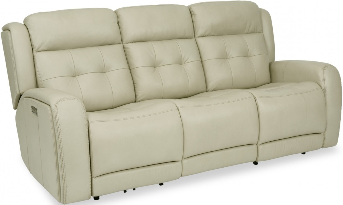 Ivory leather reclining discount sofa