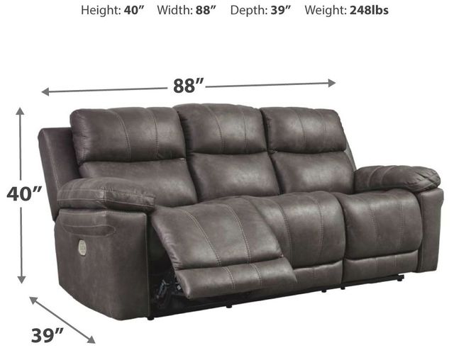 Signature Design by Ashley® Erlangen Midnight Power Reclining Sofa with Adjustable Headrest 4