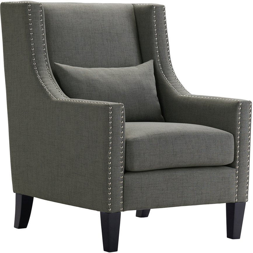 Elements International Whittier Charcoal Accent Arm Chair
