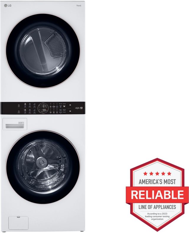 LG 4.5 Cu. Ft. Washer, 7.4 Cu. Ft. Dryer White Stack Laundry-1