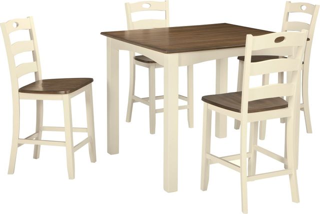 Signature Design by Ashley® Woodanville 5-Piece Cream/Brown Counter Height Dining Set-0