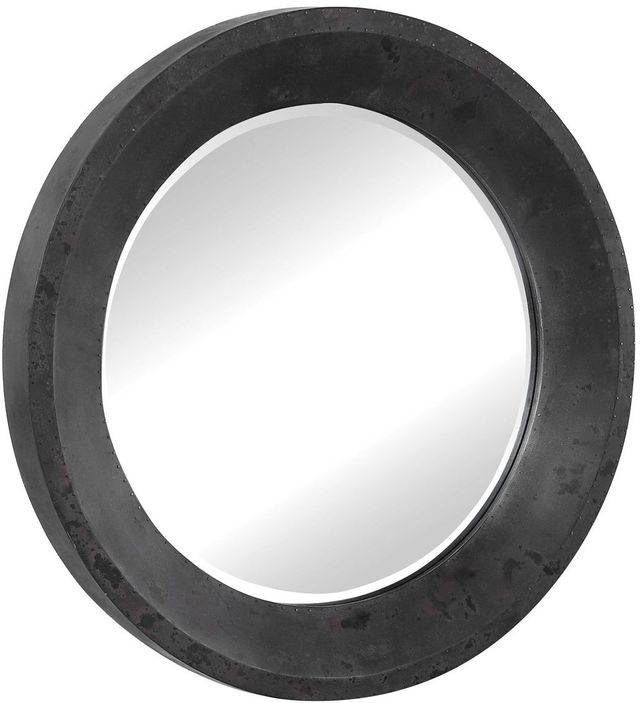 Uttermost® by John Kowalski Frazier Oxidized Metal Round Industrial Mirror-1