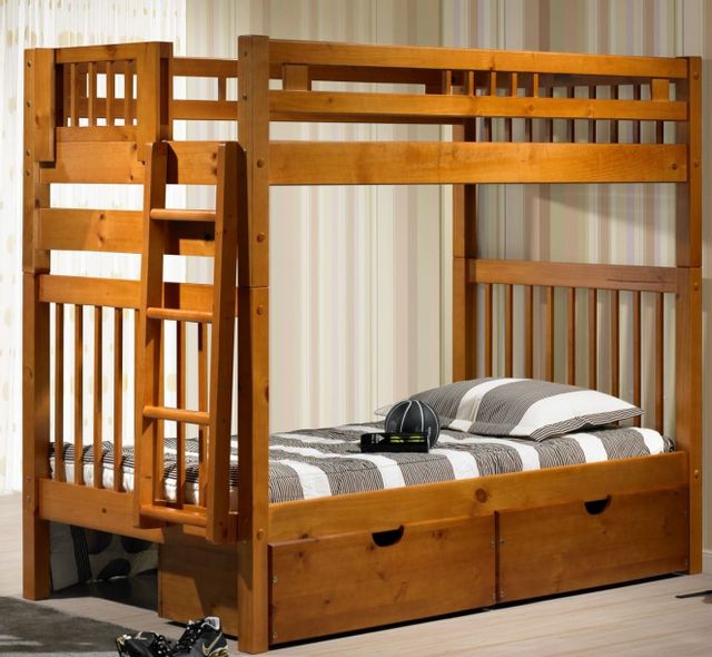 Donco Trading Company Honey Twin/Twin Mission Bunk Bed-1