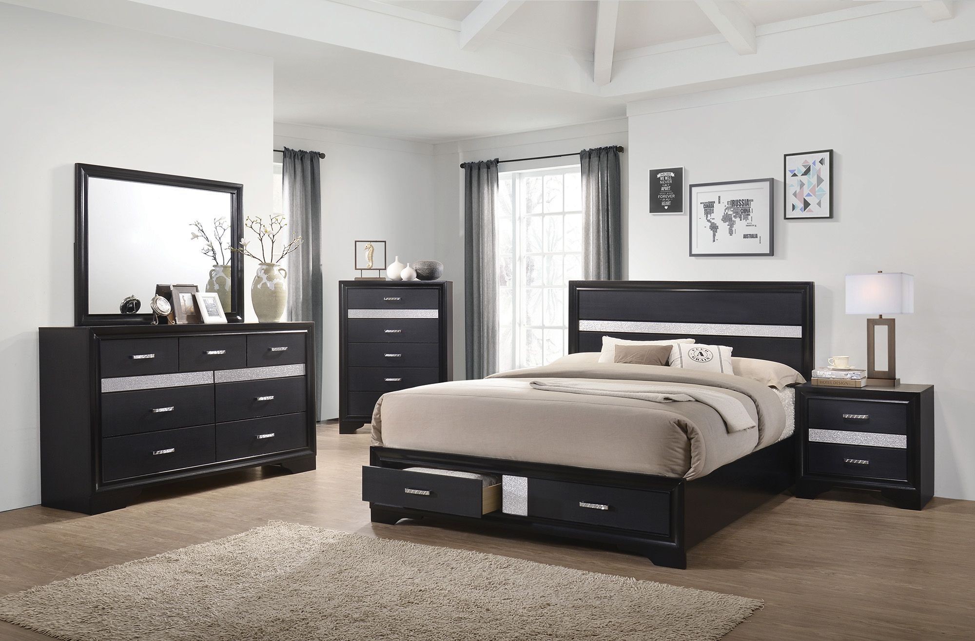 black california king bed sets