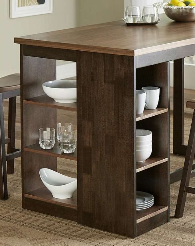 Progressive Furniture Counter Storage Table, Walnut/Chocolate