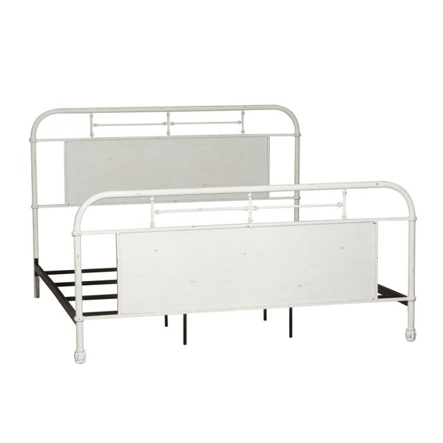 Liberty Vintage White Metal King Bed with Rails-1