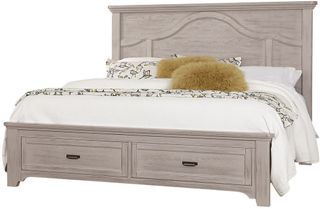 Vaughan-Bassett Bungalow Dover Grey King Mantel Bed with Footboard Storage