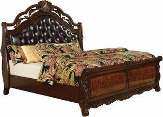 Coaster® Exeter Dark Burl Queen Tufted Upholstered Sleigh Bed