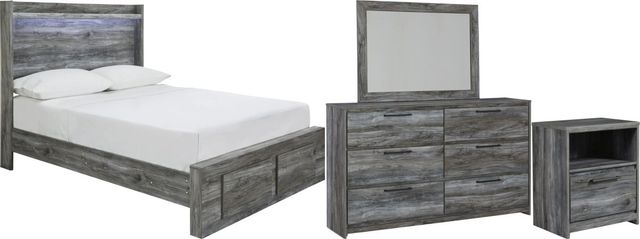Signature Design by Ashley® Baystorm 4-Piece Gray Queen Panel Storage Bed Set