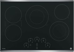 GE Profile™ Series 30" Black with Stainless Steel Electric Cooktop-PP9030SJSS