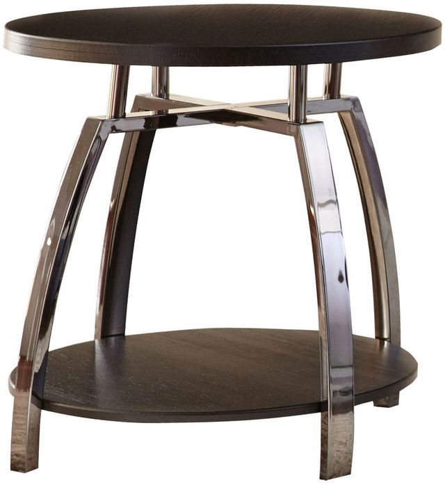 Steve Silver Co. Coham Brown End Table with Black Nickel Frame-0