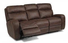 Flexsteel® Tomkins Park Brown Power Reclining Sofa with Power Headrests