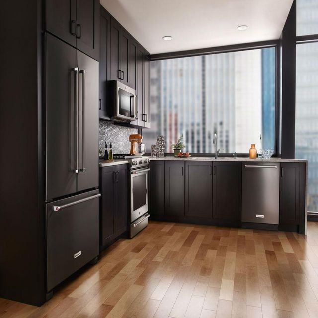 KitchenAid® 22.11 Cu. Ft. Black Stainless Steel with PrintShield™ Finish French Door Refrigerator 1