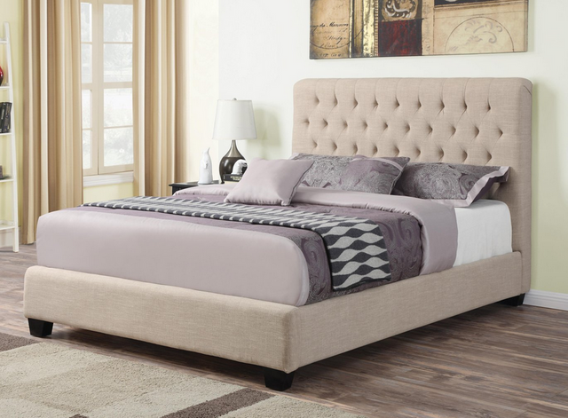 Coaster® Chloe Oatmeal Queen Upholstered Bed 1