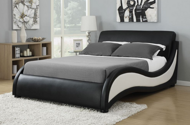 Coaster® Niguel Black and White Eastern King Upholstered Bed 1