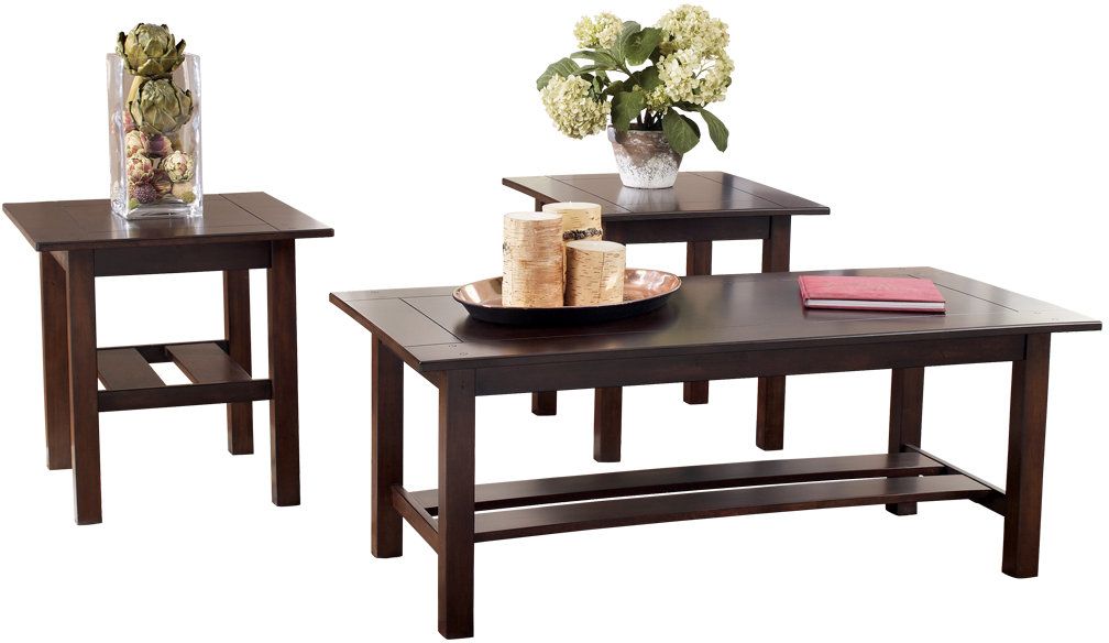 Signature Design by Ashley® Lewis 3 Piece Medium Brown Occasional Table Set