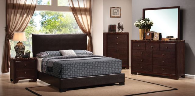 Coaster® Conner 4 Piece Dark Brown Queen Upholstered Bed Set