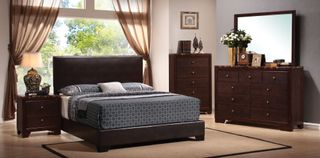 Coaster® Conner 5 Piece Dark Brown Queen Upholstered Bed Set