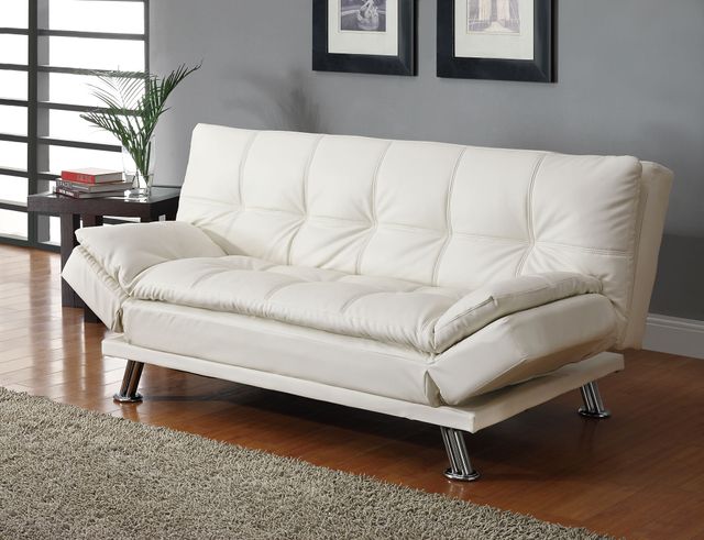 Coaster® Dilleston White Tufted Back Upholstered Sofa Bed-1