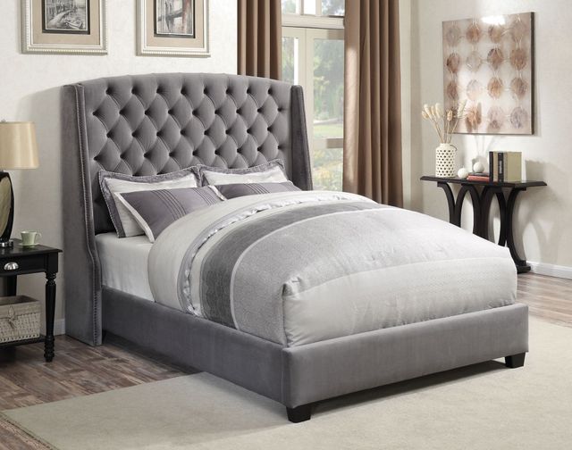 Coaster® Pissarro Grey Queen Upholstered Bed 1