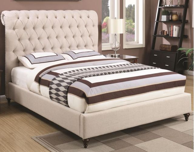 Coaster® Devon Beige Eastern King Upholstered Bed-1