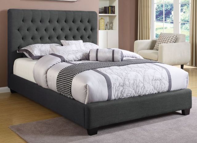 Coaster® Chloe Charcoal Eastern King Upholstered Bed 1