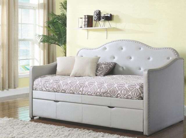 Coaster® Grey Twin Upholstered Daybed With Trundle-2