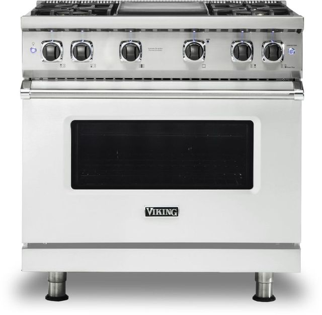 Viking® 5 Series 36" Frost White Pro Style Liquid Propane Range with 12" Griddle