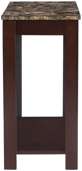 Crown Mark Devon Brown Chairside Table with Faux Marble Top-1