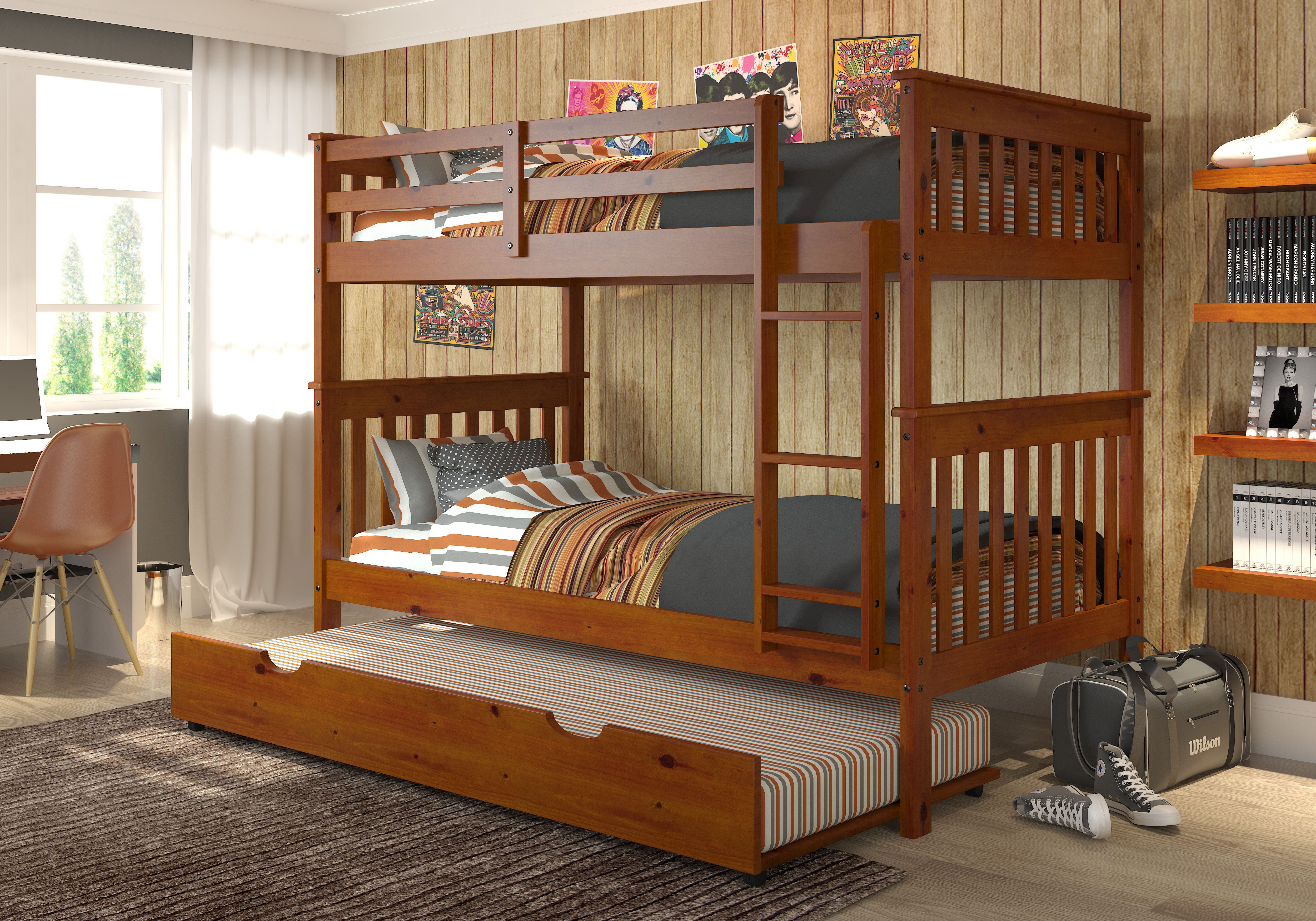 Donco Trading Company Mission Twin/Twin Bunkbed with Trundle Bed