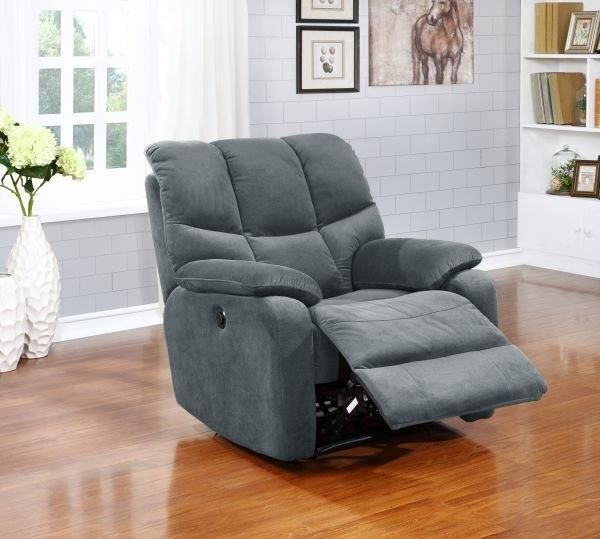Grey soft recliner in a living room