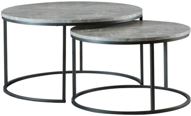 Coaster® 2-Piece Grey Faux Marble/Gunmetal Nesting Coffee Tables 0
