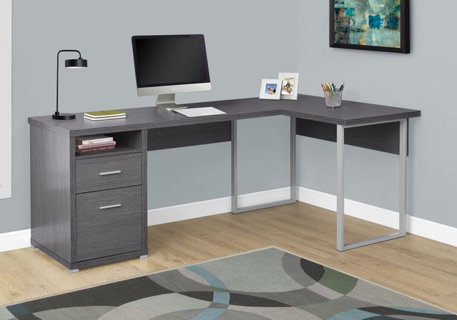 Computer Desk, Home Office, Corner, Left, Right Set-Up, Storage Drawers,  80L, L Shape, Work, Laptop, Metal, Laminate, Black, Grey, Contemporary,  Modern, Big Sandy Superstore