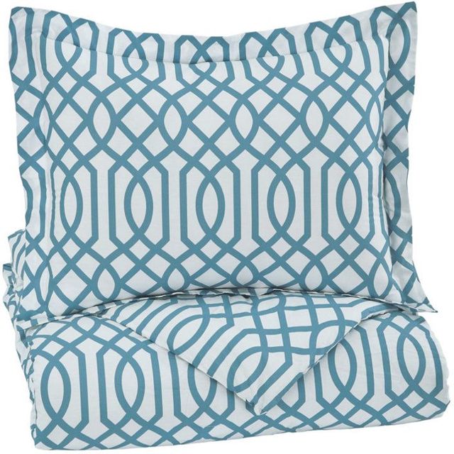 Signature Design by Ashley® Loomis 2-Piece Aqua Twin Comforter Set-1