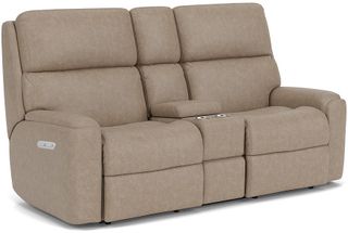 Flexsteel® Rio Power Reclining Loveseat with Console and Power Headrests