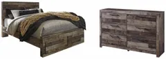 Benchcraft® Derekson 4-Piece Multi Gray Queen Panel Storage Bed Set