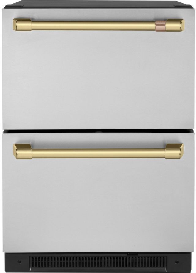 Café™ Brushed Brass Under The Counter Refrigerator Handle Kit-1