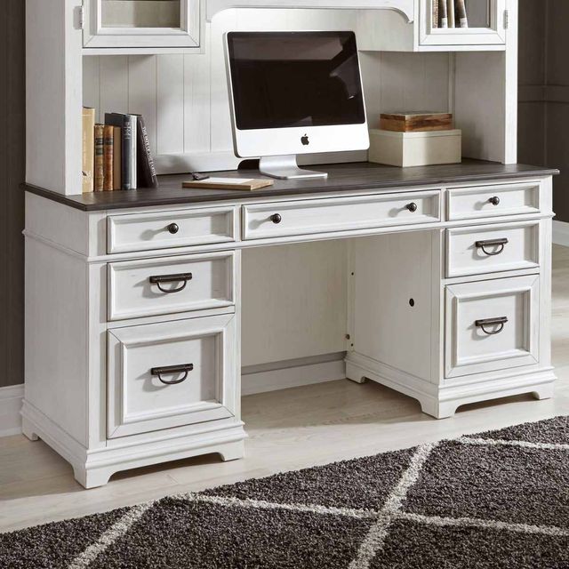 Liberty Allyson Park Wirebrushed White Complete Desk-2