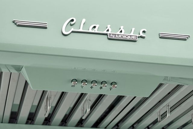 Unique® Appliances Classic Retro 30" Summer Mint Green Under Cabinet Range Hood 4