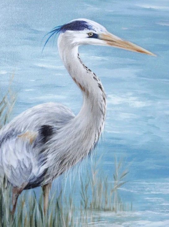 Stylecraft Great Blue Heron Gaze Blue Wall Art | Colder's | Milwaukee Area