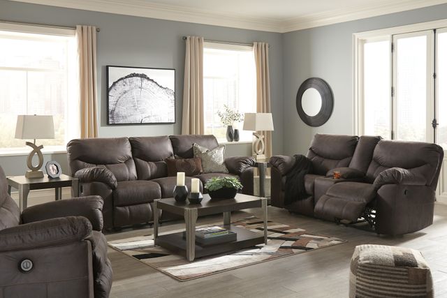 Signature Design by Ashley® Boxberg Bark Double Reclining Loveseat with Console 11
