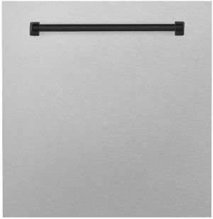 Zline Autograph Edition 24" DuraSnow® Stainless Steel Dishwasher Panel with Matte Black Handle