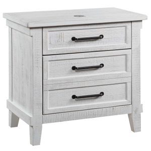 Avalon Furniture Amherst White 3 Drawer Nightstand with USB and Wireless Charging