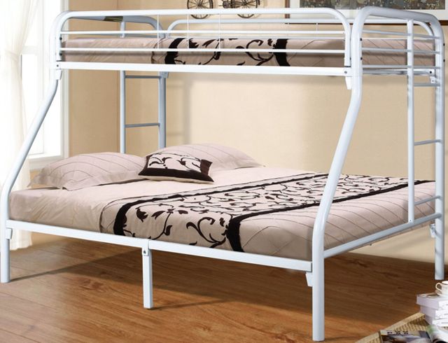 Donco Trading Company Twin Full White Metal Bunk Bed 4502 3 Tfwh Sam S Furniture Appliance Arlington Haltom City Tx