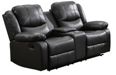 Causeuse inclinable avec console McLeod revêtu de leather gel - Mazin Furniture®