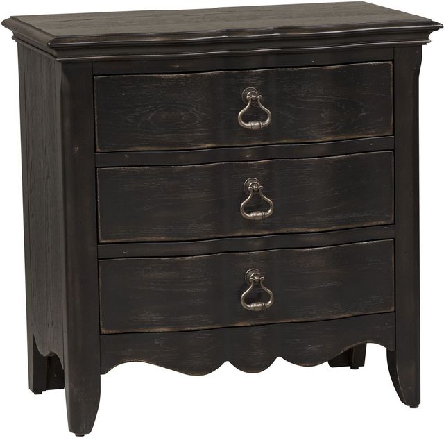 Liberty Furniture Chesapeake Antique Black Three Drawer Nightstand With Charging Station-0